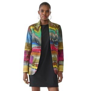 GSTQ Multicolored Marble Print Blazer - Size 12